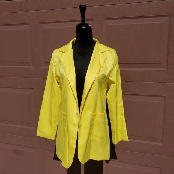 Yellow Oversized Open Front Blazer Jacket Women's Size Small NWOT - Picture 4 of 14